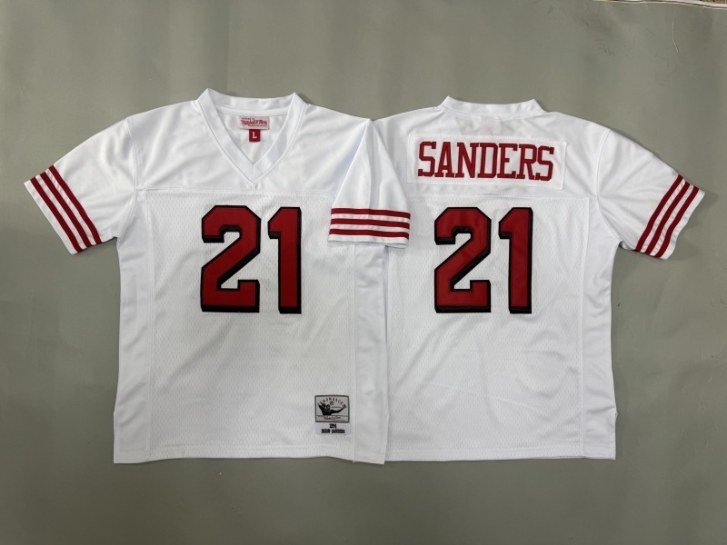 Youth San Francisco 49ers #21 Sanders White Throwback Limited Nike NFL Jersey 01->youth nfl jersey->Youth Jersey